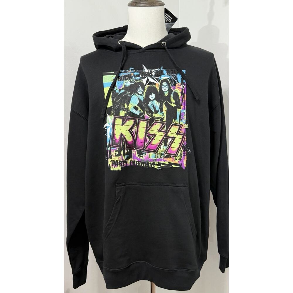 NWT Kiss Premium Garage Black Hoodie XXL Rock & Roll All Nite Party Everyday